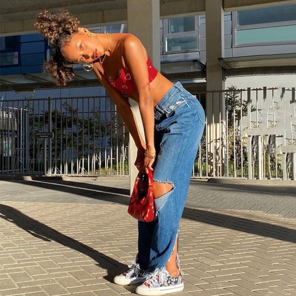 Women’s Red Rhinestone Crop Camisole - Picture 4 of 4